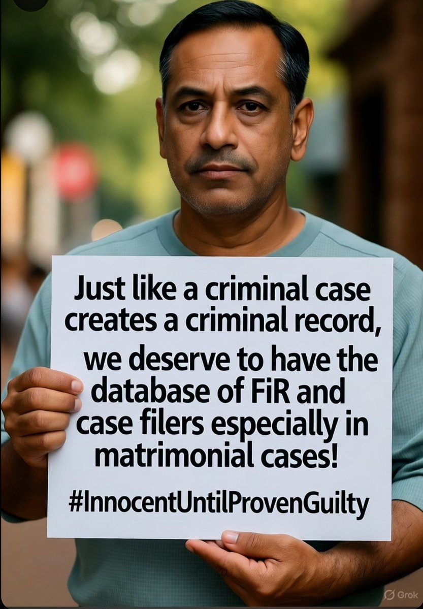 T41
While a false criminal case &amp; jail-term creates a blotted stamp on your criminal record for years until you're proven Not Guilty &amp; come out clean, the false accusers Roam Freely even after proven not being victims!
Time to Change that!
#NyayPrayaas4Men
#EmergingBharat4Men2025