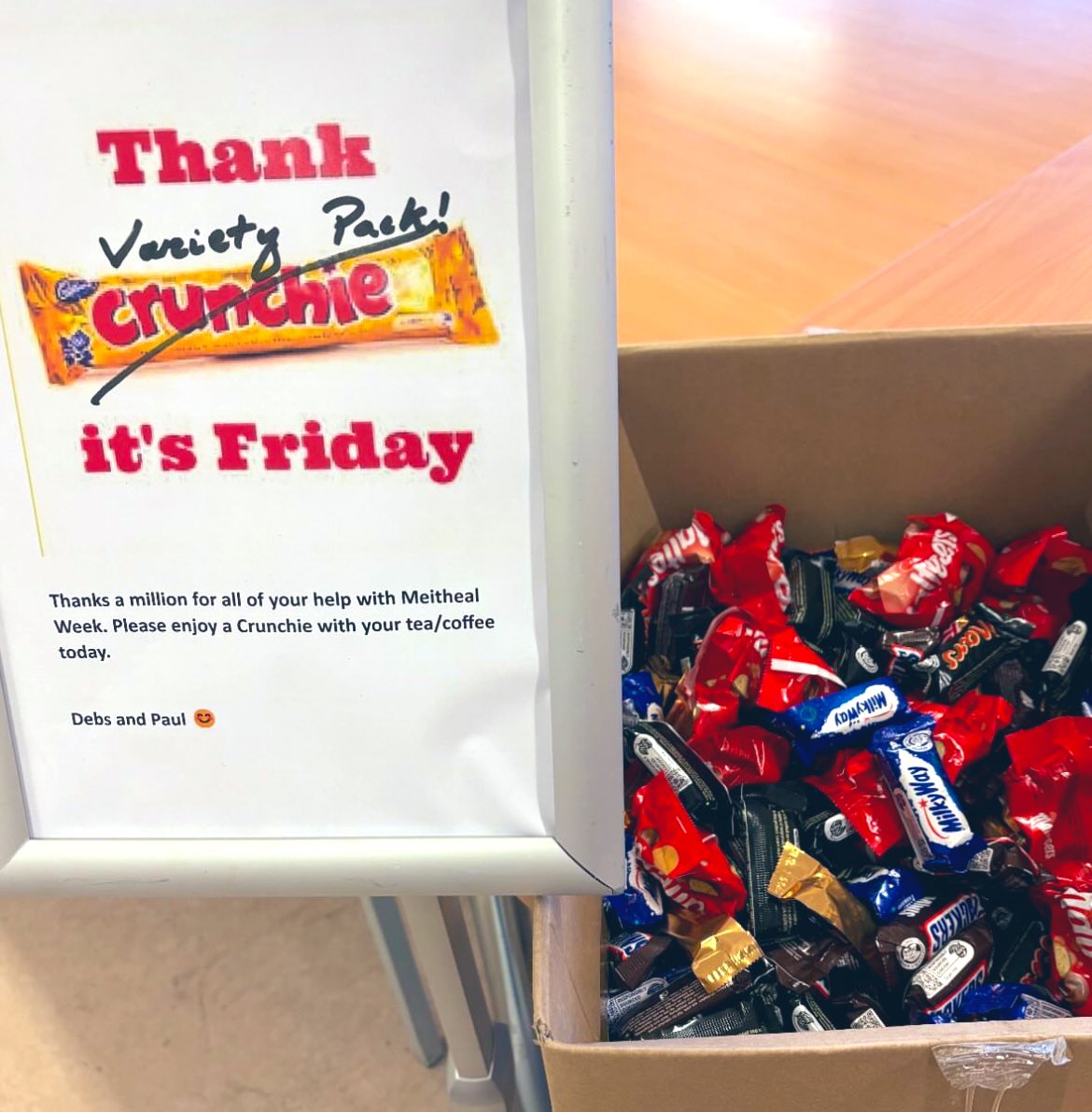 cpsetanta's tweet image. A great ‘Meitheal’ Week with💚World Mental Health day today💚 
Super wellbeing activities organised by the Guidance dept. all week-Lots of treats,competitions,activities for students&amp;amp;staff! CPSetanta Hero’s announced too! 🦸 🦸🏻‍♂️ #thankcrunchie #thankvarietypack #improvising 😅