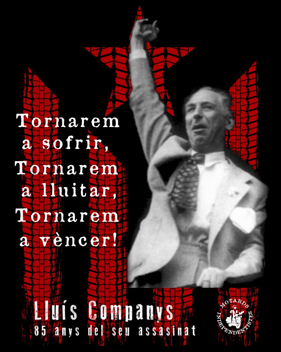 Motards!

Diumenge 19/10 𝙧𝒖𝙩𝒂 𝒐𝙗𝒆𝙧𝒕𝙖 𝙖 𝙩𝒐𝙩𝒉𝙤𝒎.

Acabarem la ruta a l'Espai Lluís Companys, on farem una ofrena floral en memòria del 85è aniversari del seu assassinat.

Més informació al l'esdeveniment a Facebook (tinyurl.com/26kw7gy5)

Salut, Gas i República!