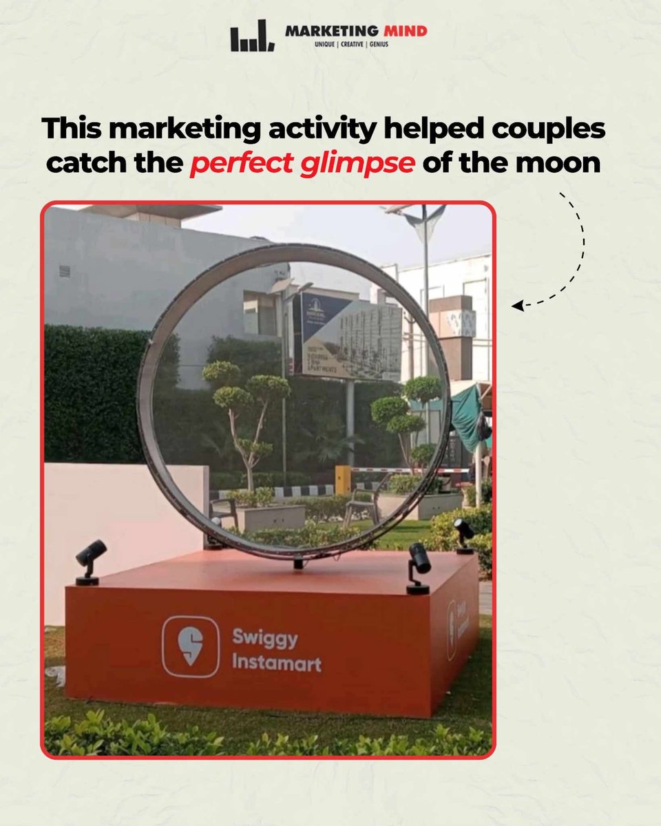 MarketingMind_'s tweet image. Throwback to Swiggy Instamart’s Karwa Chauth on-ground campaign that brought love and tradition together with giant ‘Channi’ installations

#MarketingMind #Instamart #KarwaChauth #Creativity