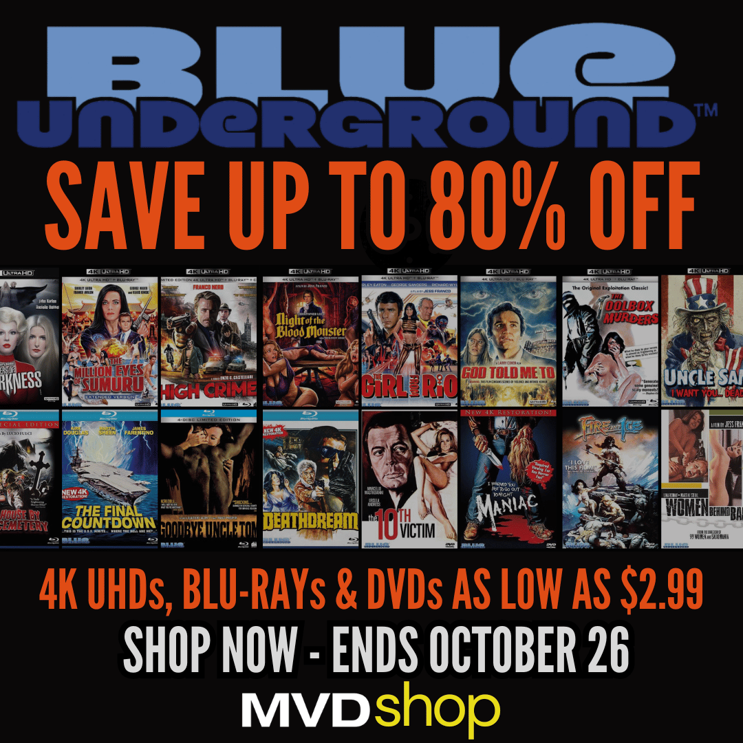 mvdentgroup's tweet photo. 💥 SAVE UP TO 80% on cult classics from Blue Underground—now thru Oct 26 at MVD Shop!

Psychos. Zombies. Cannibals. Mad cops. 4K, Blu-ray &amp; DVD editions start at $2.99!

🛒 https://t.co/vSFCR3CF0Y

FREE SHIPPING on U.S. orders of $75+

#BlueUnderground #CultCinema #PhysicalMedia https://t.co/zSZwttZvwz