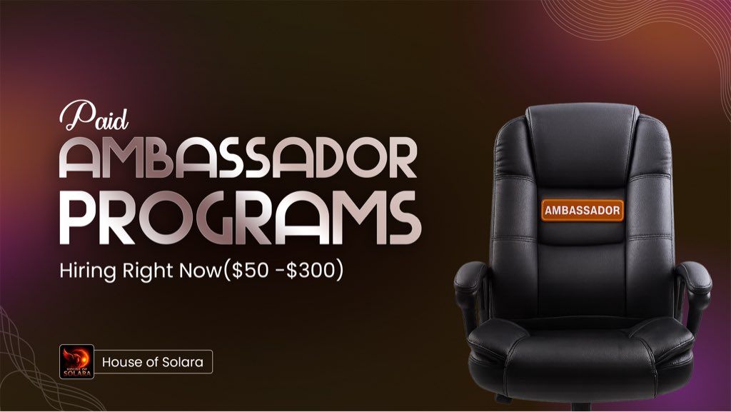 We Are Hiring.

Okay, not us but the @houseofsolara team just did something wild.

We’ve compiled a list of top Web3 projects currently looking for ambassadors, and the best part is that most of them pay between $100 to $300 monthly, plus extra bonuses like NFTs, event