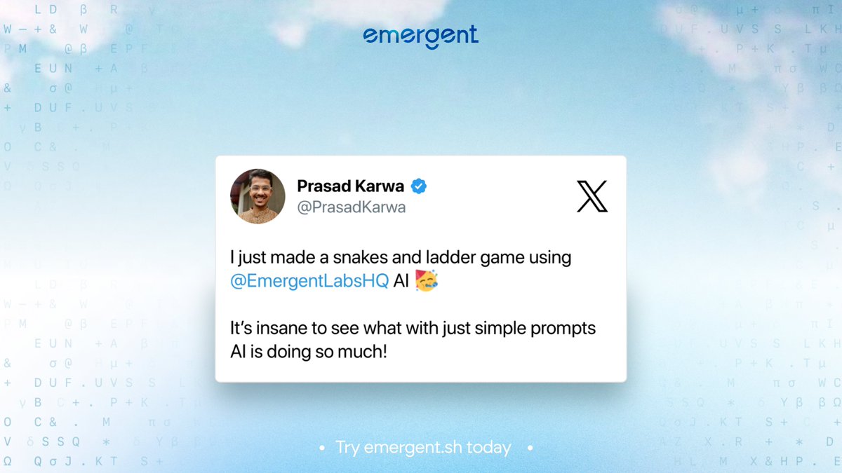 EmergentLabsHQ's tweet image. Someone nailed a Product Manager interview with Emergent.
Someone built a snake game in under 5 minutes.
Someone ditched their $50/month CRM.

Your turn. What&apos;s your unique use-case?

@ us, we&apos;re always listening!