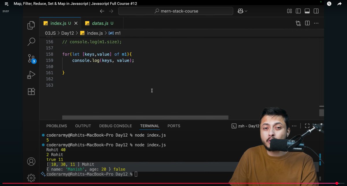 codewitharun9's tweet image. #180daysofcode - Day 27 ✅ with @rohit_negi9 bhaiyaa...
Learn about:
Map, filter, reduce, set and map in JavaScript in depth...
#DSA
#cplusplus
#codingjourney