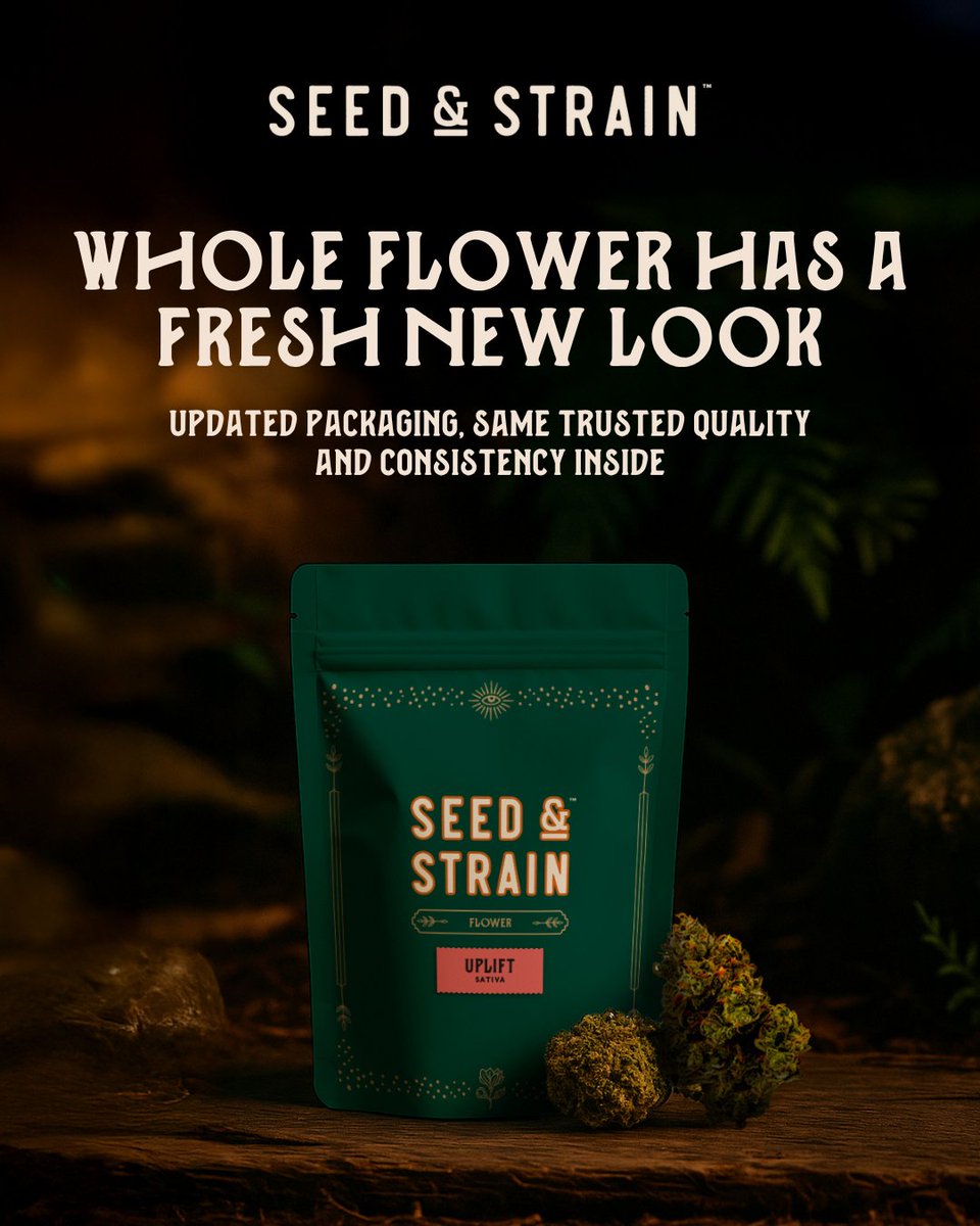 Seed &amp; Strain Whole Flower has been rebranded with updated packaging that reflects our brand evolution. Same consistency and quality our customers trust 🌿 #SeedandStrain #TheCannabistCompany