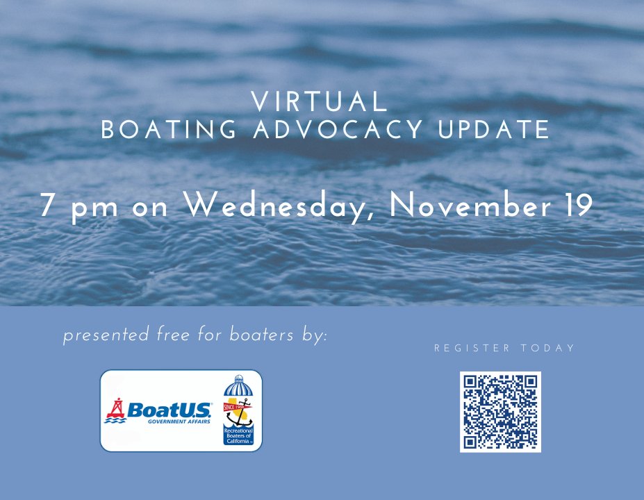 Register today for our free, virtual boating advocacy update at 7 pm on Wed Nov 19 - updates on key boating issues including golden mussels, marine flares, registration fees, copper-based anti-fouling paints, water conveyance, E15 fuel, &amp; more! rboc.org/boater-town-ha…