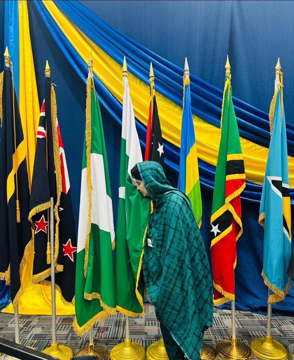 Among the flags of the world, my heart instinctively bowed before the green &amp; white, my beloved Pakistan. 🇵🇰 Kissing it was a moment of pure emotion, a tribute to all sacrifices ever made.
#ProudPakistani #RahilaDurrani #CPC68 #LoveForPakistan #FaithUnityDiscipline