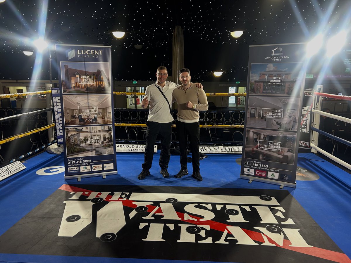 Another night of boxing sponsored by us and Arnold Bateson Homes and Lucent Glazing
Danny Thornton and Tom Bateson are in the pic and would like to wish all the boxers competing this evening the best of luck 🥊 

Have a great weekend everyone and remember knives down gloves up 💙
