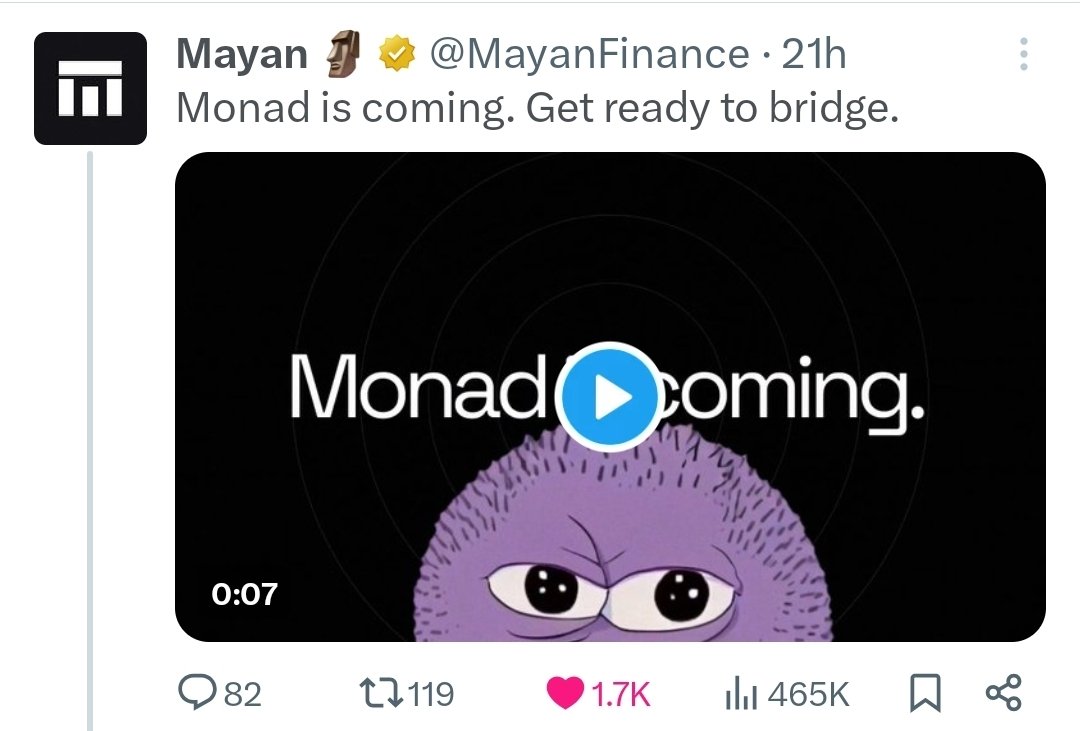 ImNPC603's tweet image. Wormhole  and Mayan finance are both launching day one on Monad mainnet.

That means cross-chain liquidity and instant swaps baked in from the start. 🚀