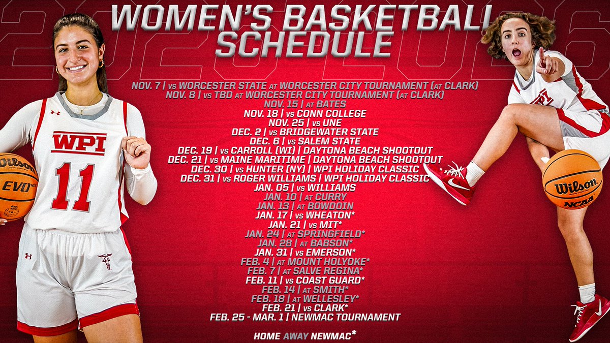 2025-2026 loading... 👀

<a href="/WPIWBasketball/">WPI Women’s Basketball</a> opens the 2025-2026 stint on Nov. 7 vs Worcester State in the Worcester City Tournament 😊

Peep the full slate at athletics.wpi.edu! 

🏀x🐐
#GoatNation #d3hoops