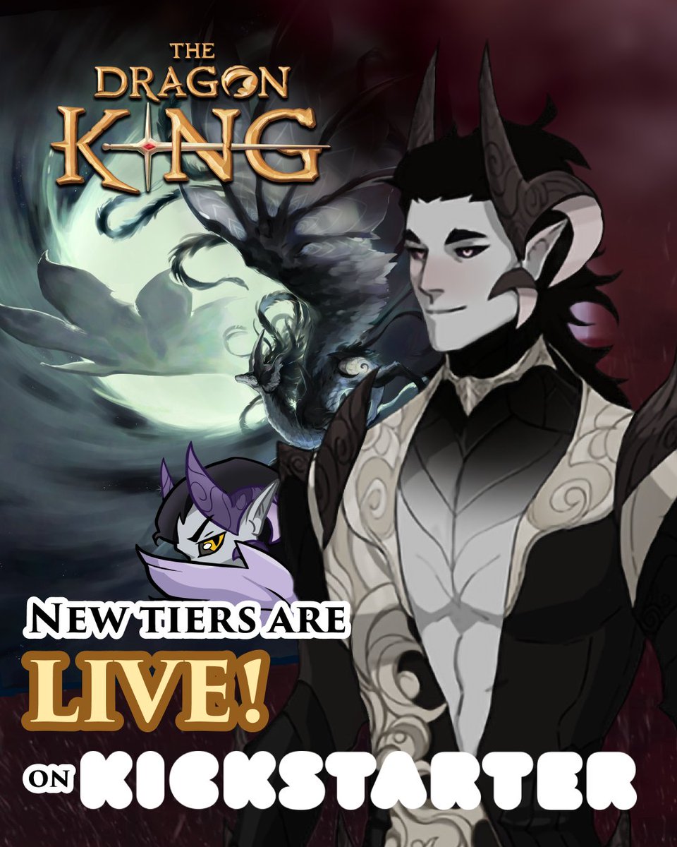 thedragonprince's tweet photo. Our new #Kickstarter tiers are LIVE! For those we can't ship to, we've added the new Bloodmoon Mage tier (digital only). Archdragon of the Bloodmoon is a high-end tier dedicated to Liam O’Brien’s new character, Luna Devorans. Check them out now! #theDragonKing #theDragonPrince https://t.co/do74VT8SIz