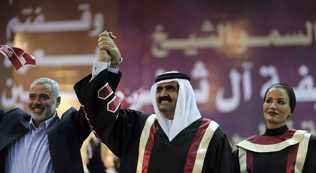 AmyMek's tweet image. Never forget who they are.

Pictured: Qatar’s then-Emir, Sheikh Hamad bin Khalifa al-Thani, proudly holding hands with Hamas leader Ismail Haniyeh during a visit to Gaza’s Islamic University, October 23, 2012.

That’s not diplomacy - that’s solidarity with terrorists.

And now,…
