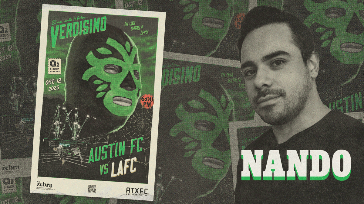 AustinFC's tweet image. ¡El mas VERDE de todos.. VERDISIMO!

Tomorrow&apos;s matchday poster, as part of the ATXFC Artist Initiative, by Nando!

#AustinFC x @TheZebraCo