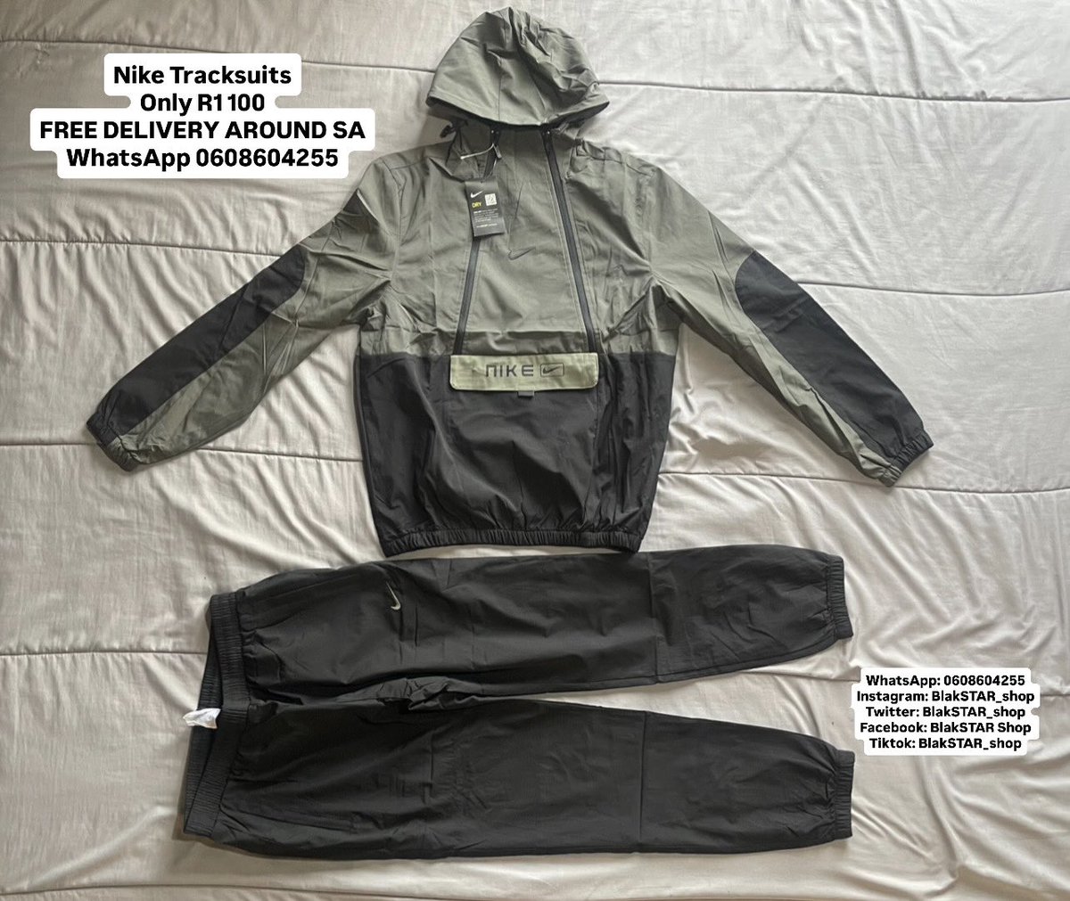 BlakSTAR_Shop's tweet image. Niké Tracksuits
Only R1 100
FREE DELIVERY AROUND SA
WhatsApp 0608604255

View catalogue on WhatsApp here : chat.whatsapp.com/GTQXY4PEIX8FdP…

#HONORMoment #PowerBallR130M #thatwouldchangeeverything #BafanaPride #putyourcrownonice