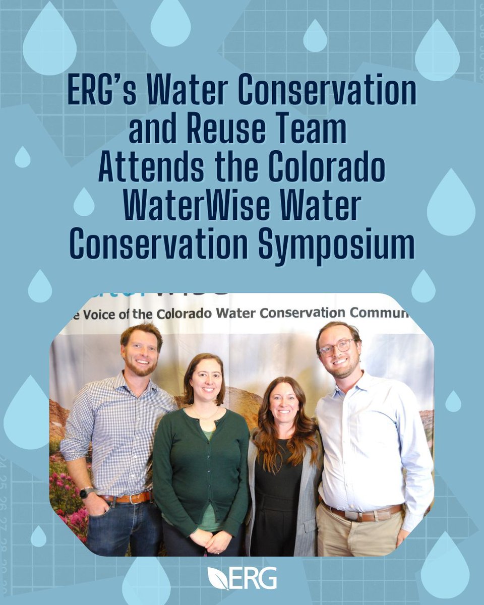 Working toward a more water-wise future! ERG’s water conservation and reuse team attended the Colorado WaterWise Water Conservation Symposium to share insights and connect with others advancing water conservation and reuse in CO. 

#WaterConservation #WaterReuse #Colorado