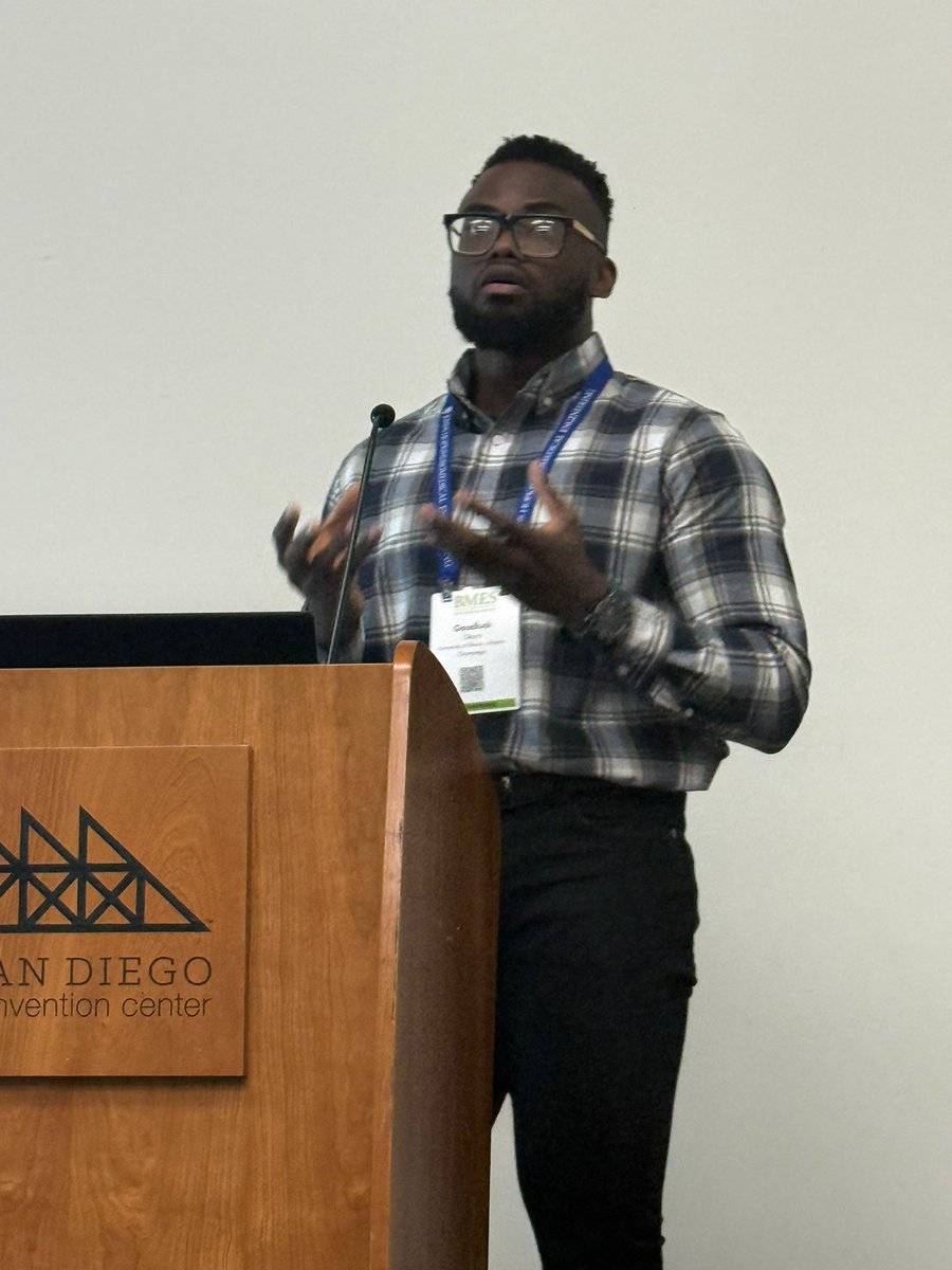 Goodluck Okoro <a href="/OkoroG100/">Goodluck Okoro</a> delivered an enthusiastic talk at #BMES2025 on our collaborative studies at <a href="/DobruckiLab/">EMIL at Illinois</a> at <a href="/BeckmanIllinois/">Beckman Institute at Illinois</a> and <a href="/BIOENGatIL/">Illinois BIOE</a>  exploring how cold plasma can induce the release of therapeutic extracellular vesicles to treat peripheral arterial disease.