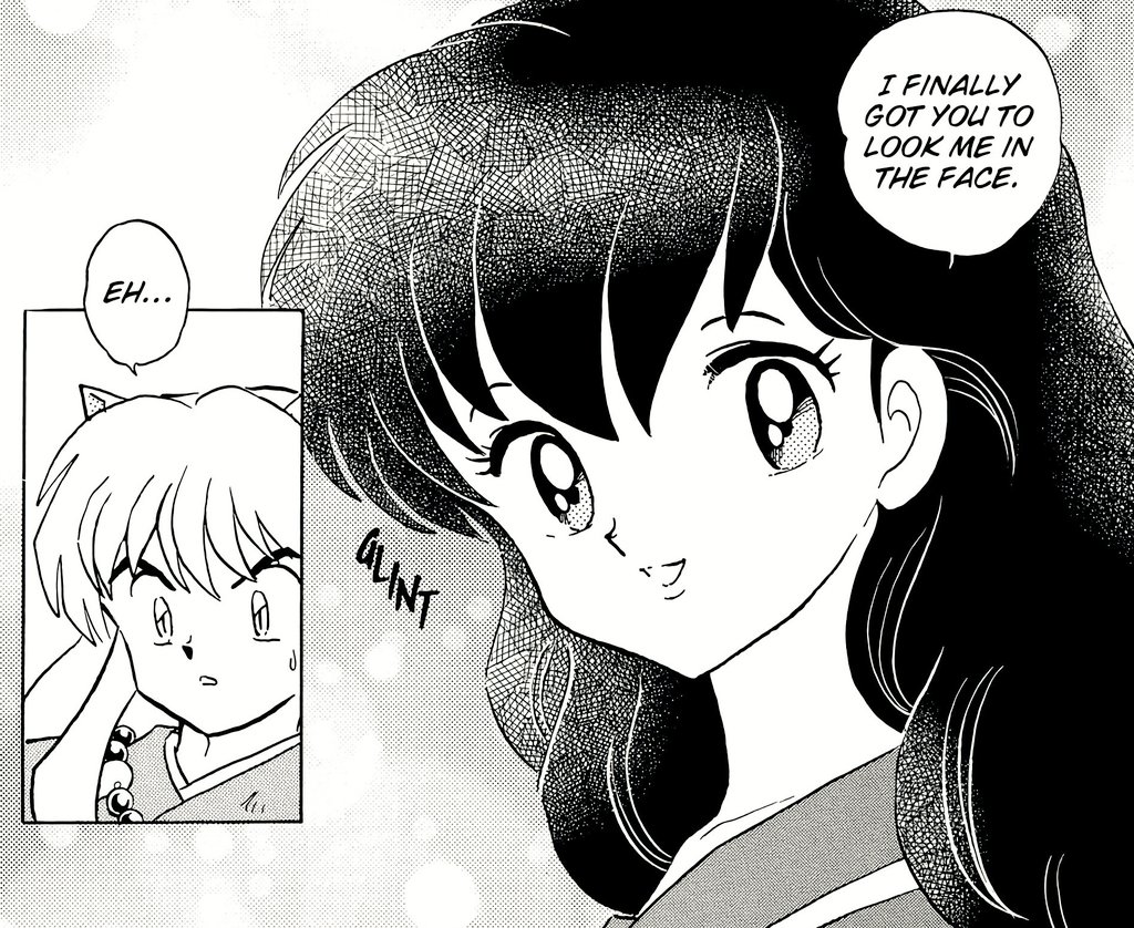 La reacción de Inuyasha cuando ve la sonrisa de Kagome