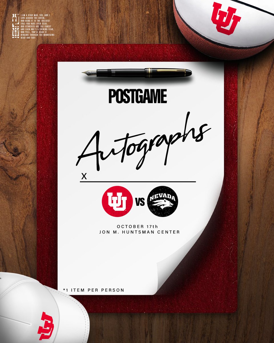 Utah Basketball (@utahmbb) on Twitter photo Just 1⃣ week away from our exhibition game vs. Nevada!! Come meet the team and postgame autographs!
🗓️ Friday, Oct. 17
⏰ 7pm
🏟️ <a href="/HuntsmanCenter/">Jon M. Huntsman Center</a>
🎟️ FREE GA Seating
🖋️ Postgame Autographs!
Buy SZN TIX ➡️ bit.ly/3KMwptW
#GoUtes Just 1⃣ week away from our exhibition game vs. Nevada!! Come meet the team and postgame autographs!
🗓️ Friday, Oct. 17
⏰ 7pm
🏟️ <a href="/HuntsmanCenter/">Jon M. Huntsman Center</a>
🎟️ FREE GA Seating
🖋️ Postgame Autographs!
Buy SZN TIX ➡️ bit.ly/3KMwptW
#GoUtes
