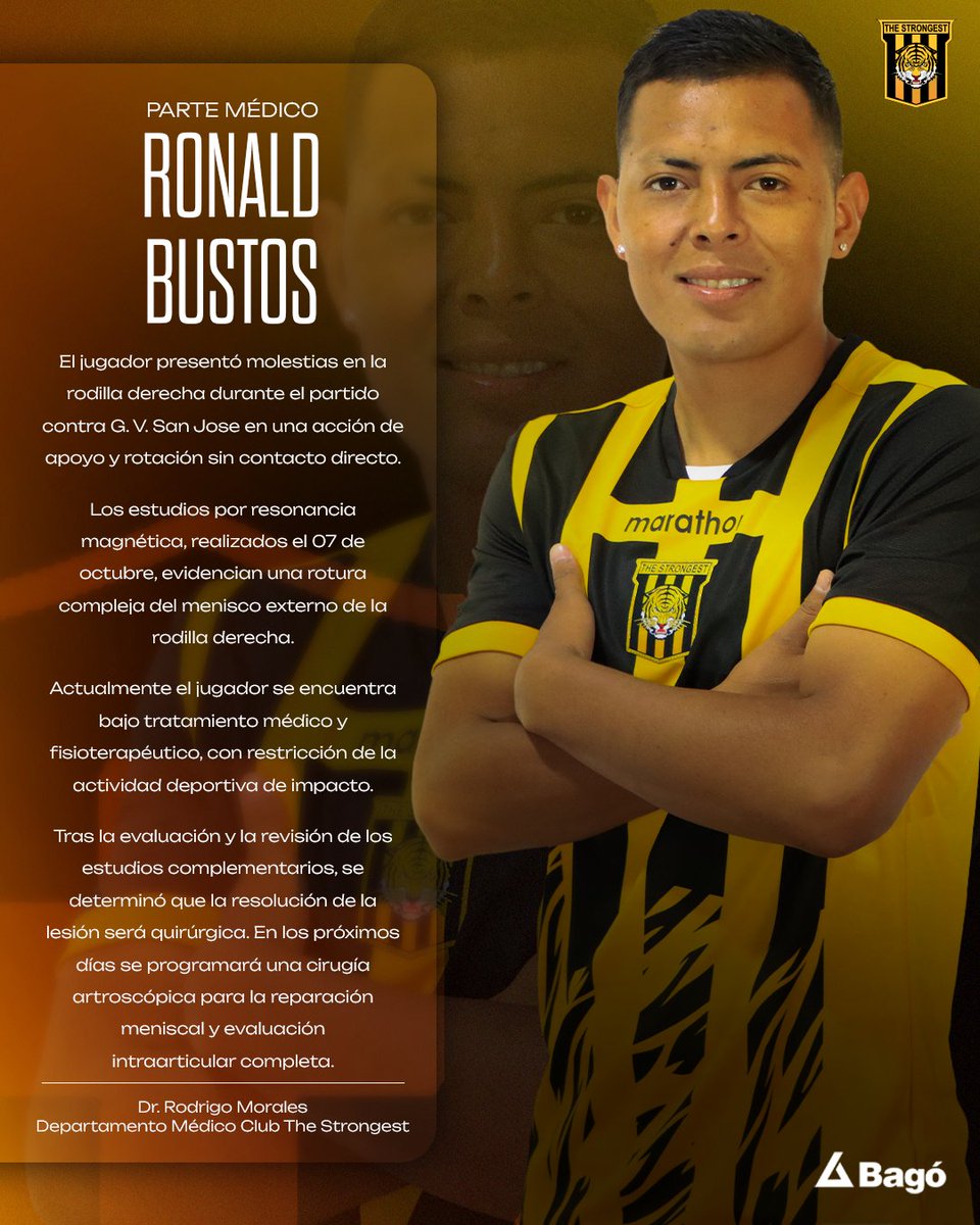 ClubStrongest's tweet image. PARTE MÉDICO