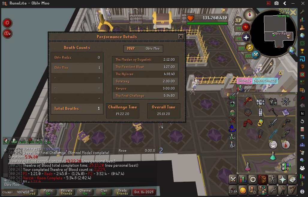 big pb and oblv diary time🏁