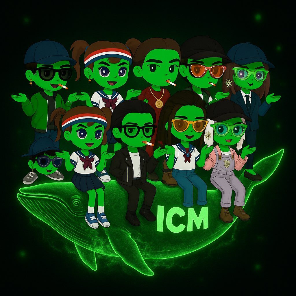 Illustration of green cartoon characters on a whale labeled ICM, representing build and raise in public theme