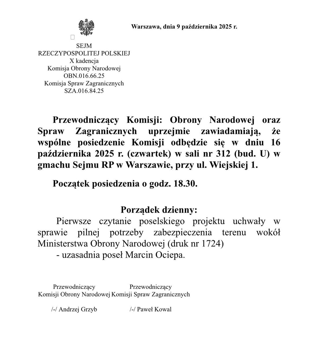 MarcinOciepa's tweet photo. 💥Presja ma sens❗️Jesteśmy krok bliżej realnej odpowiedzi Polski na nalot dronowy Putina - wywłaszczenie rosyjskiej ambasady z bezpośredniego sąsiedztwa MON. Już w czwartek projektem uchwały w tej sprawie zajmą się połączone komisje obrony narodowej oraz spraw zagranicznych Sejmu RP.
