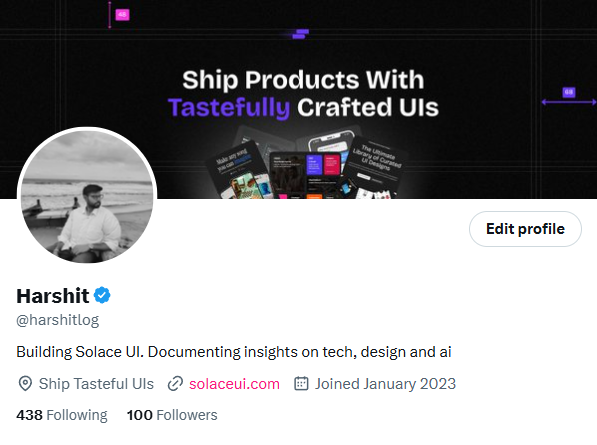 harshitlog's tweet image. 100 followers done. Just the beginning