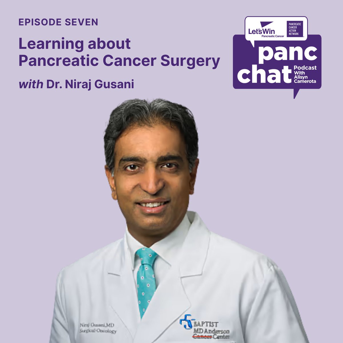 letswinpc's tweet photo. Join #PancChat host @AlisynCamerota as she sits down with @NirajGusani to discuss the role of surgery in #PancreaticCancer treatment. 💜 

Listen now 🎧 — available wherever you find podcasts, including YouTube: https://t.co/FBpjGBPuGH https://t.co/t9aQxmtMkX