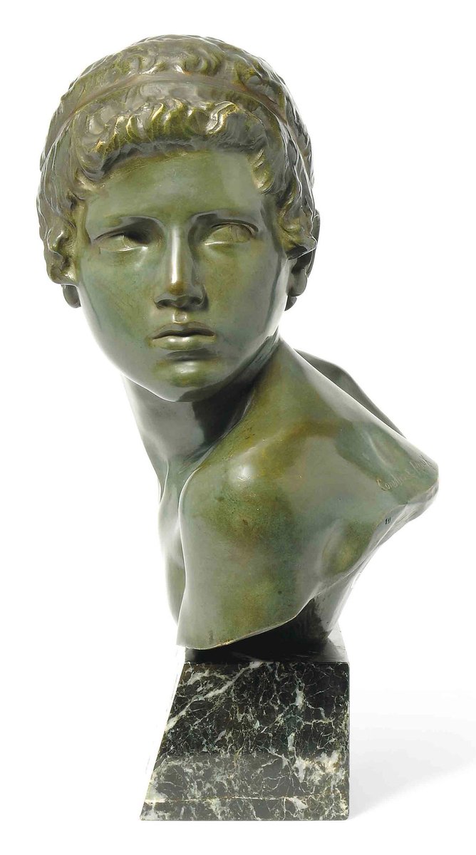 'THE CHILD ACHILLES', A PATINATED BRONZE BUST BY CONSTANT ROUX