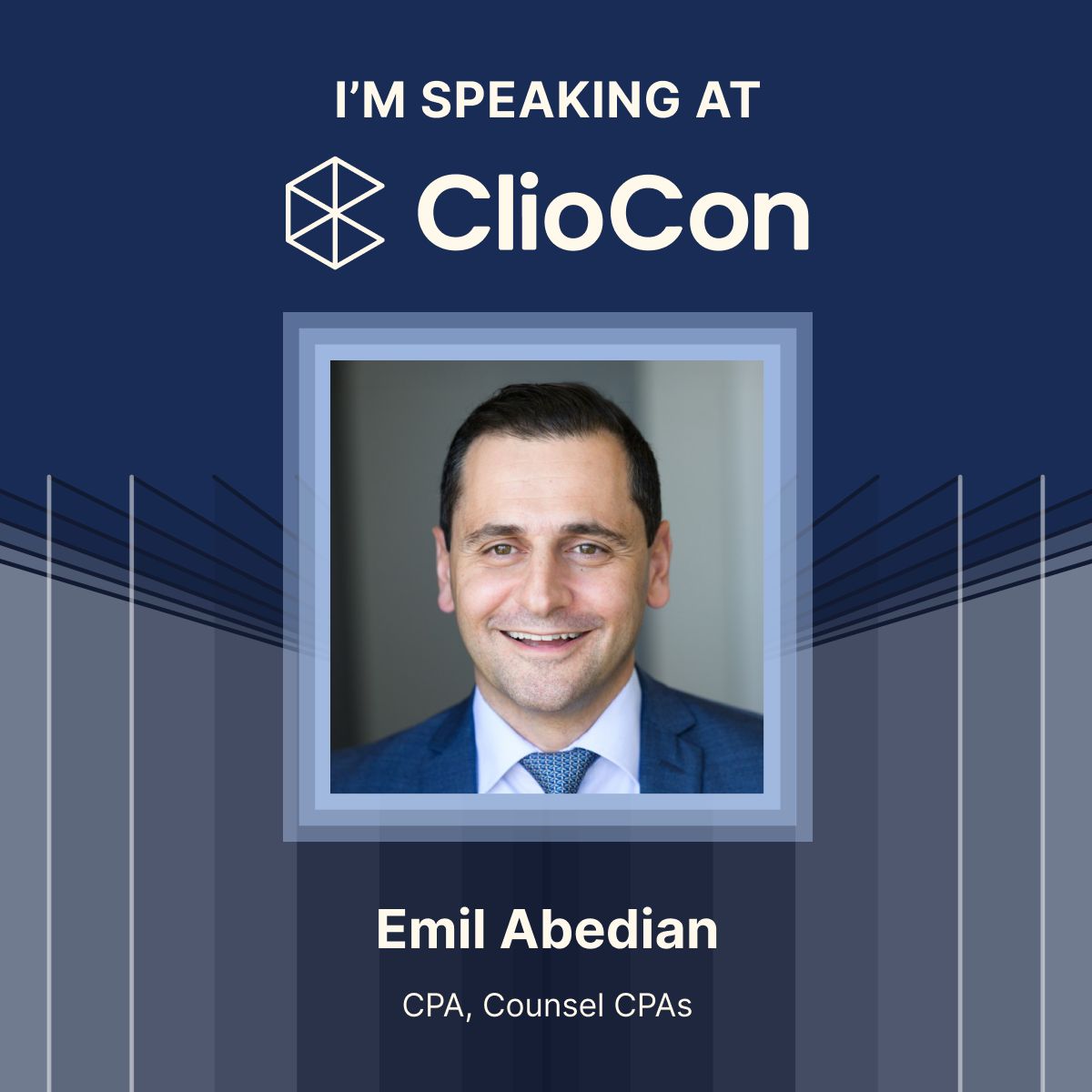 CounselCPAs's tweet image. Next week: Emil speaks at #ClioCon in Boston!

Join us October 16-17 as Emil discusses smarter law firm finance techniques and legal tech insights.

🎟 Use promo code JOINUS20 for 20% off your pass: cliocon.com/register 

See you there!

@goclio #LegalTech #Clio #ClioCon2025