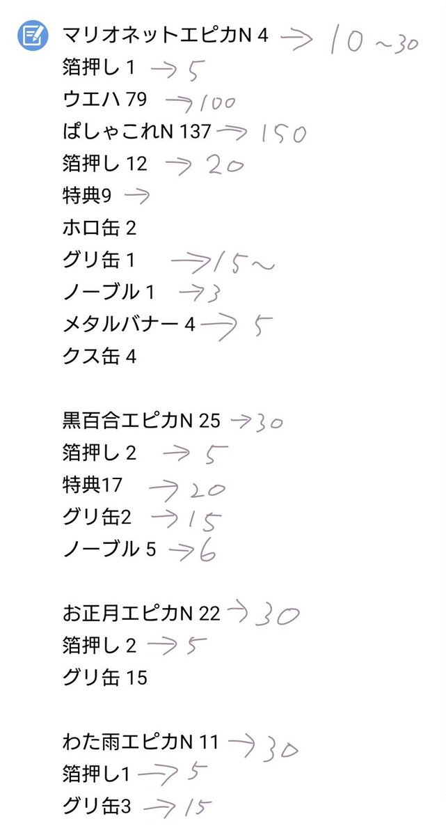 一応生誕祭までこの数字の数集めたいと思います...
グリ缶や箔押し、ノーブル等はほぼ無理に等しいですが…