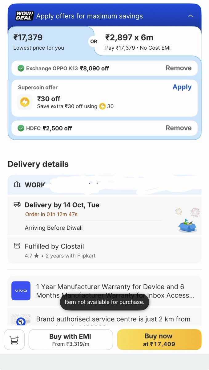 techunique_yt's tweet image. New scam by @Flipkart 
Whenever adding something for exchange it shows “item not available for purchase”

And when i remove the exchange,able to buy the item
