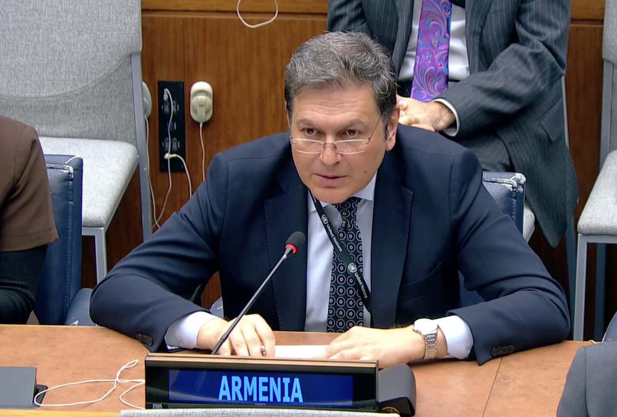 ArmeniaUN's tweet image. At #UNGA80 1C General Debate, Amb. Hovhannisyan reaffirmed 🇦🇲’s commitment to global efforts in disarmament, non-proliferation &amp;amp; arms control. He also noted that August 8 Washington DC Declaration opens new chapter of peace, stability &amp;amp; regional cooperation in South Caucasus.