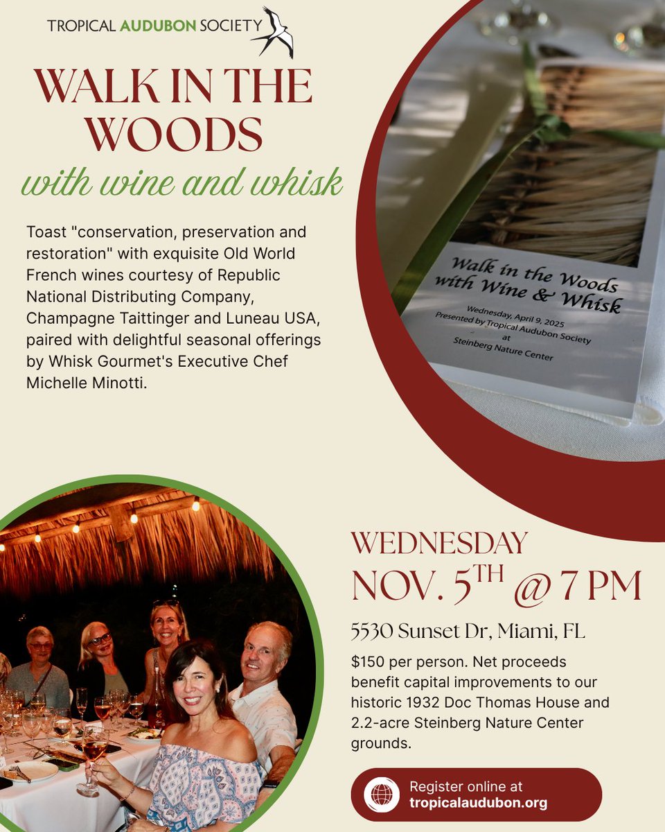 Experience our signature Walk in the Woods with Wine &amp; Whisk — sip, savor &amp; support conservation 🌿

✨ Limited to 36 guests | $150 per person
Proceeds benefit our historic Doc Thomas House &amp; Steinberg Nature Center.

🔗 Register: bit.ly/3IBpX8F