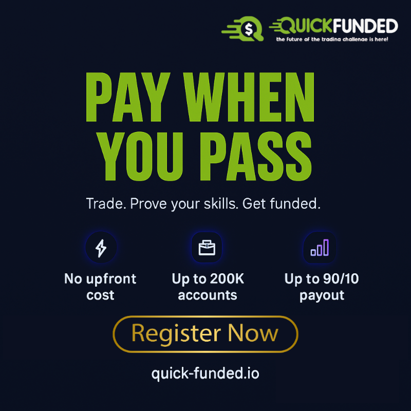 QuickFunded's tweet photo. Pay When You Pass — Not Before!
No upfront payment. No risk.
Trade, prove your skills, and get up to $200K funding with 90/10 payouts.
Join the future of prop trading today!