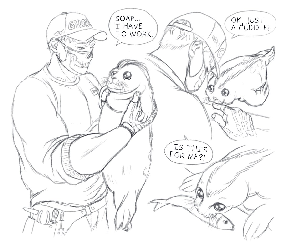 RicercaMis's tweet image. As I promised! more Seal Soap and zoo keeper Ghost that secretly cuddles him at night!!๐ฆญ๐งผ๐งก๐๐ฅฐ
#ghoap #soapghost #seal #ghostsoap
