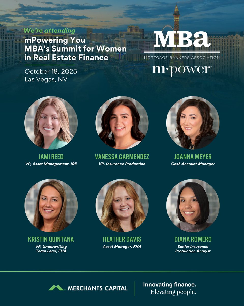 The Merchants Capital team is thrilled to join mPowering You - MBA’s Summit for Women in Real Estate Finance in Las Vegas! A day of connection, insight &amp; celebration of women-led success.

Explore the agenda: bit.ly/4mJi6DK

#MerchantsOnTheMove #mPoweringYou25