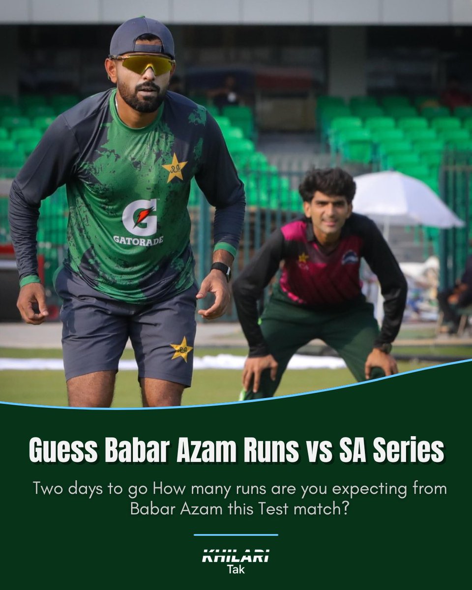 MurtazaAnumm's tweet image. Two days to go! How many runs are you expecting from Babar Azam this Test match?

#BabarAzam | #Pakistan | #PAKvsSA | #PakistanCricket