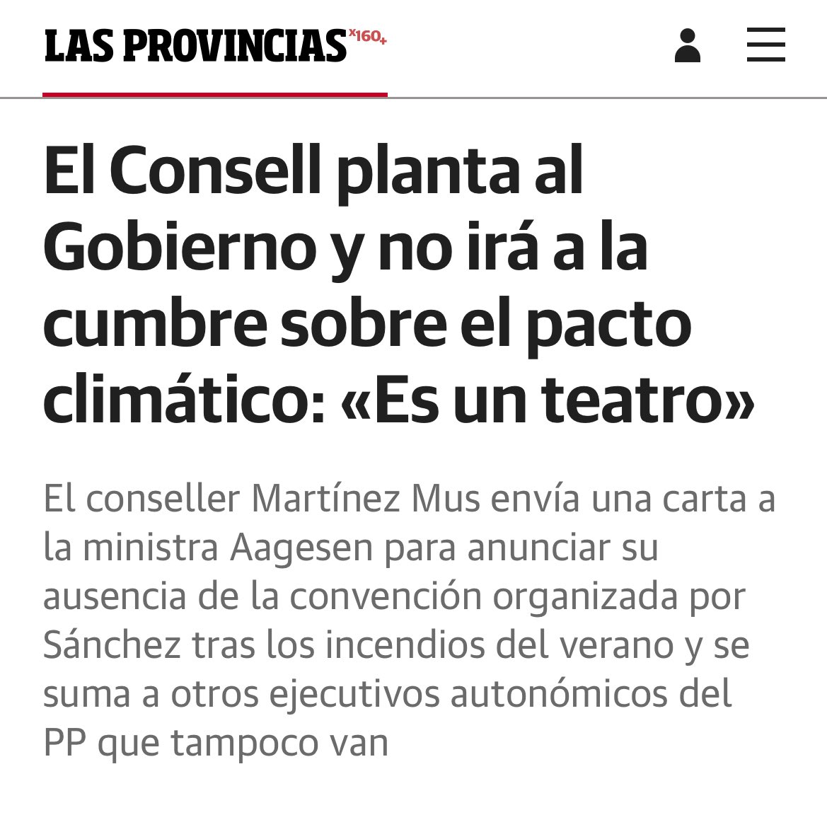El govern negacionista de Mazón destrueix la política climàtica valenciana: elimina els impostos verds, desmantella l’ordenació del territori i rebutja coordinar-se en el pacte climàtic i la titla de ‘teatre’.

Quina quina falta de respecte i quina irresponsabilitat més gran.