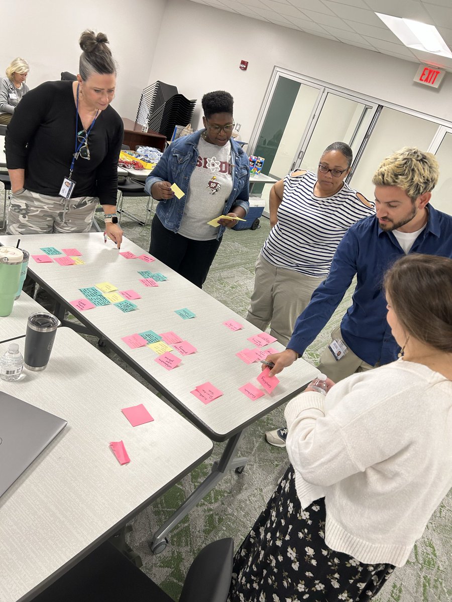 Teacher Forum representatives working today to innovate challenges around <a href="/RichlandTwo/">Richland School District Two</a> … great minds and hearts in here ❤️