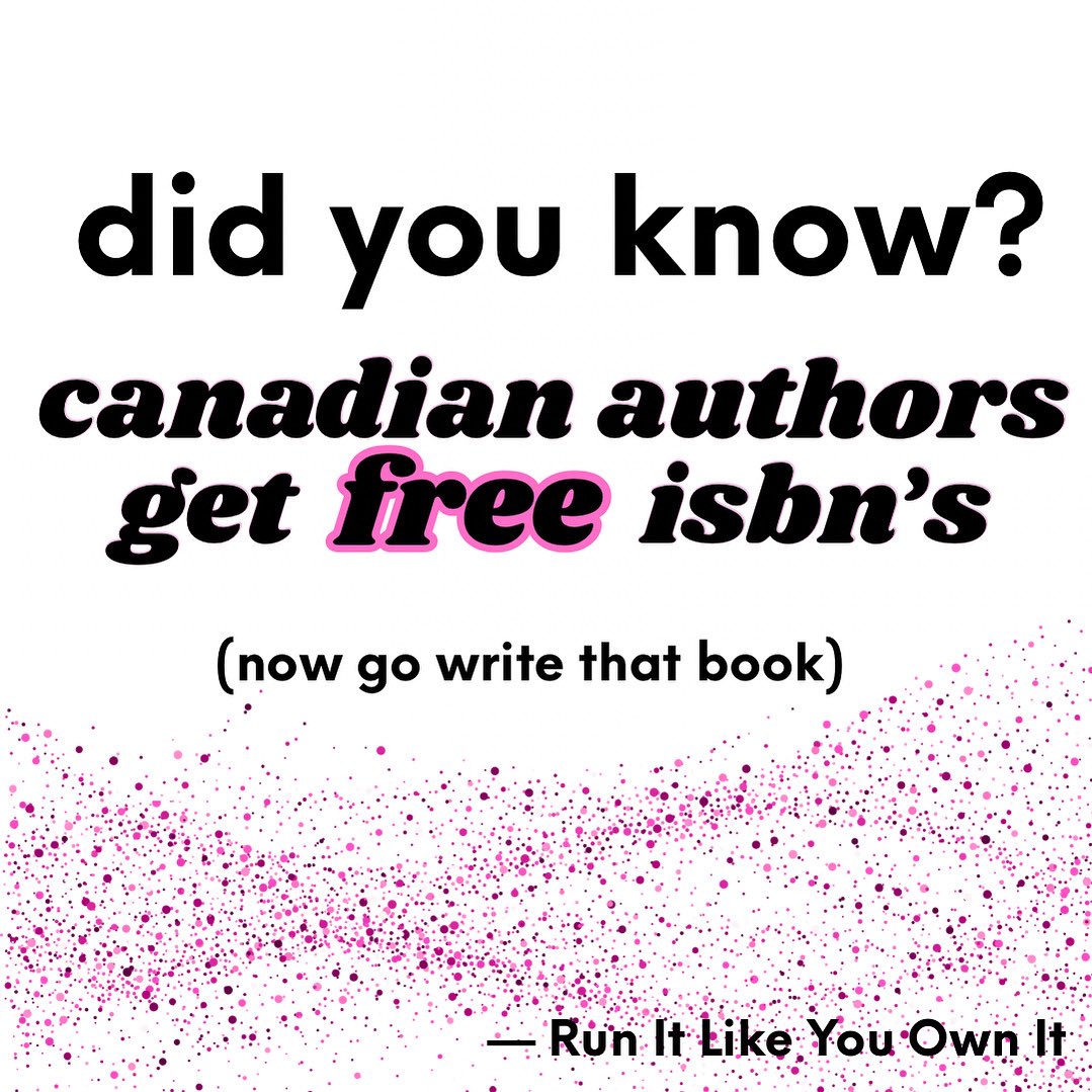 Go to Library and Archives Canada
20 day turnaround ⏳ 
Voila! 🪄 Your free ISBN’s 🤝

Now go write that book!

Run It Like You Own It is now open for pre-sales. Just click the link! Every pre-order receives bonus content. 

runitlikeyouownit.com