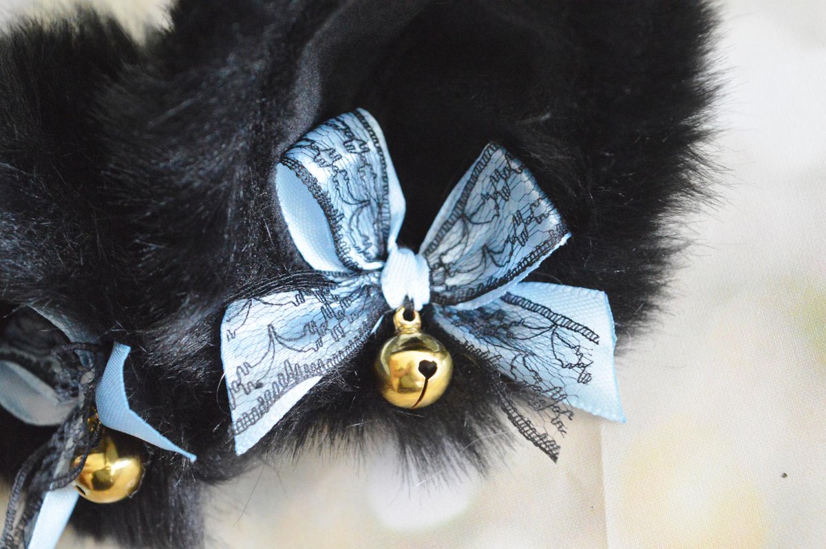 Nekollars's tweet image. Made to Order - Kitten play clip on cat ears with ribbon bows and bell - neko girl boy costume kitten play gear accessories - black and blue tuppu.net/1cde62fb #Etsy #Nekollars #ClipOnEars