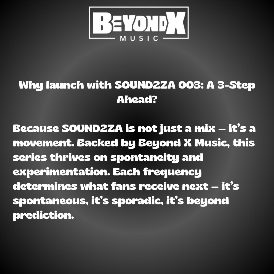 TheBeyondXMusic's tweet photo. @lucianoguguo steps 3 beats ahead with SOUND2ZA 003 — a new chapter in sound and vibe curation.

Pioneered and powered by Beyond X Music.

#BeyondXMusic #SOUND2ZA #LucianOguguo https://t.co/1TSH5wU3Ky