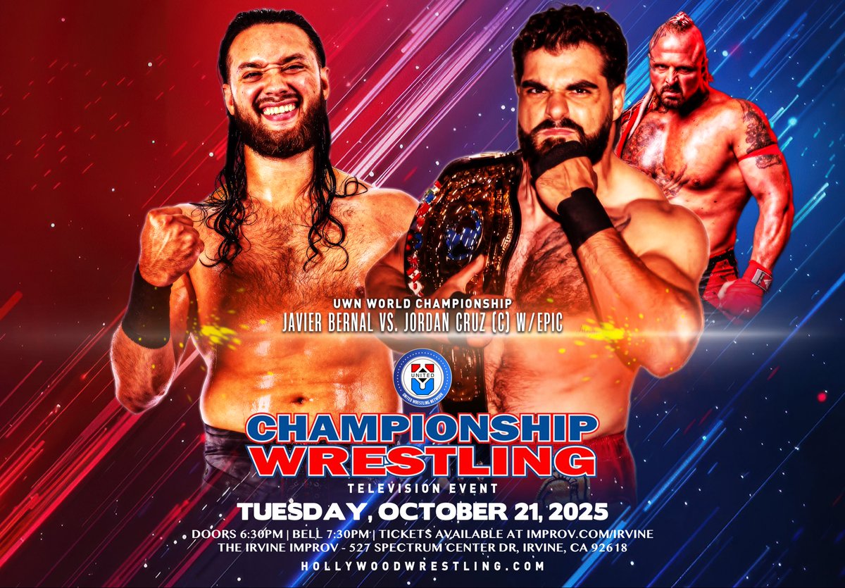 WORLD TITLE ON THE LINE 🏆
UWN World Champion Jordan Cruz (with The Epic) defends against former NXT standout Javi — making his Championship Wrestling debut!
