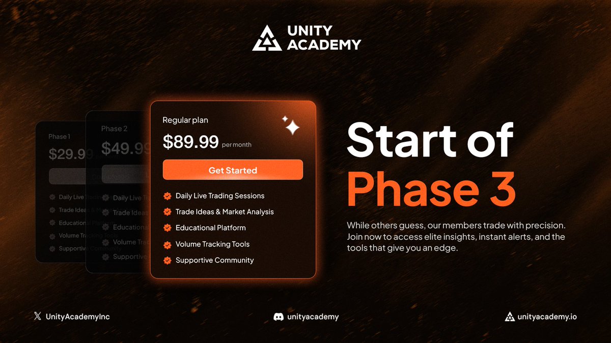 UnityAcademyInc's tweet image. 🚨 Private Members Update
Unity Academy is about to enter Phase 3 — new pricing, new features, same elite service.
🔒 Prepaid members keep their price forever (grandfathered).
We’ve been out performing the market since $16K $BTC and we’ll still be here next cycle.
Your final…
