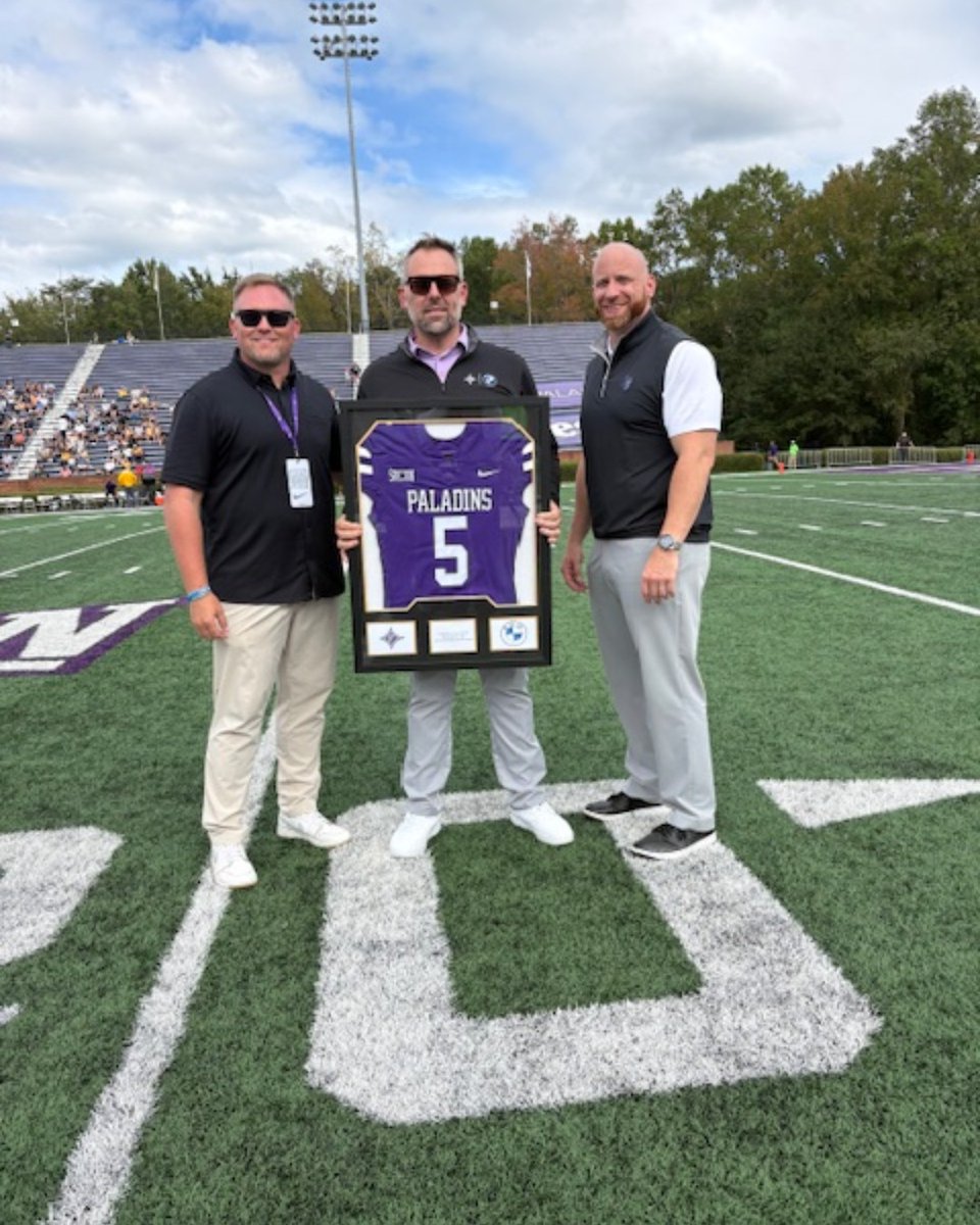 Century BMW is proud to continue our support of Furman Athletics. Our General Manager, Chad Domonoske, was honored to receive a game jersey on the field, celebrating our ongoing partnership and shared passion for the community.