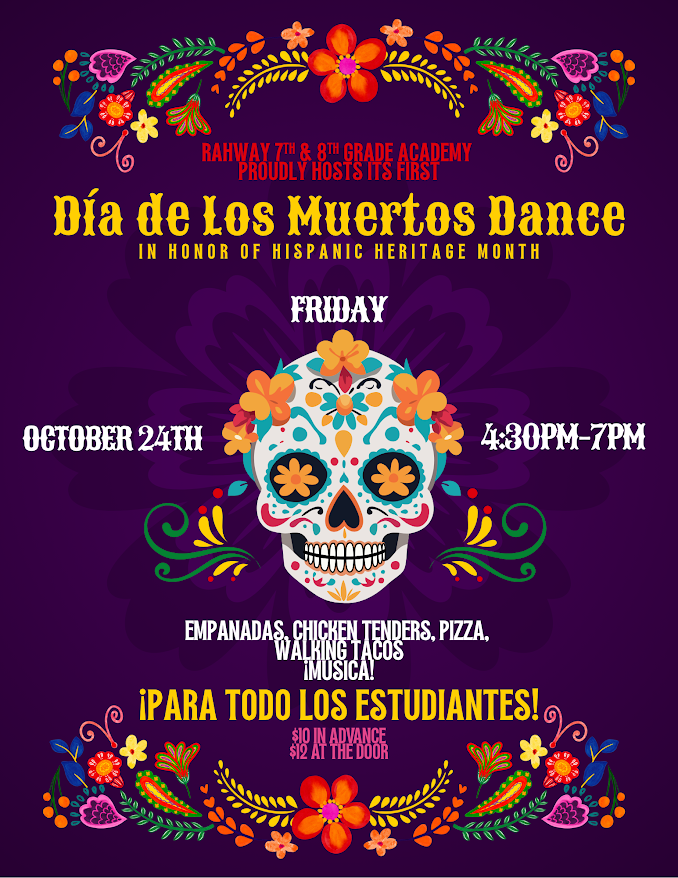 The Rahway Academy is having a Dia de Los Muertos Dance on Friday, October 24, 2025, 4:30-7pm. Tickets are $10 ahead of time and will be sold during lunch.
rahway.net/p/~board/rahwa…