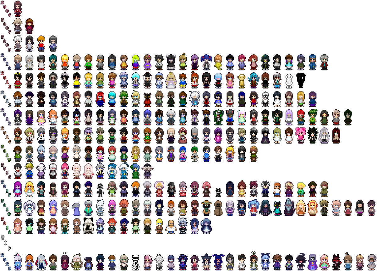 Moucky2333's tweet photo. Redrawing all my [ynfg protagonist collection]! (update)   
(Currently completed up to 2016)  (Still in WIP!!!) 
#ynfg #ゆめにっき派生 https://t.co/GReLxASYsl