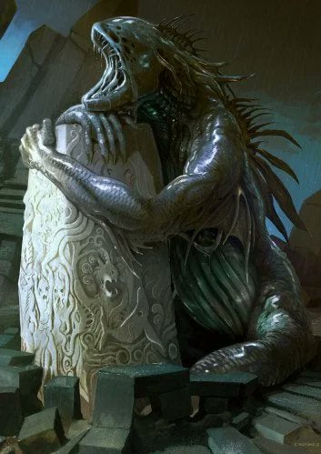CosmicHorror637's tweet image. Dagon by Sam Mahlone

&quot;Vast, Polyphemus-like, and loathsome, it darted like a stupendous monster of nightmares to the monolith, about which it flung its gigantic scaly arms, the while it  bowed its hideous head and gave vent to certain measured sounds. I think I went mad then.”