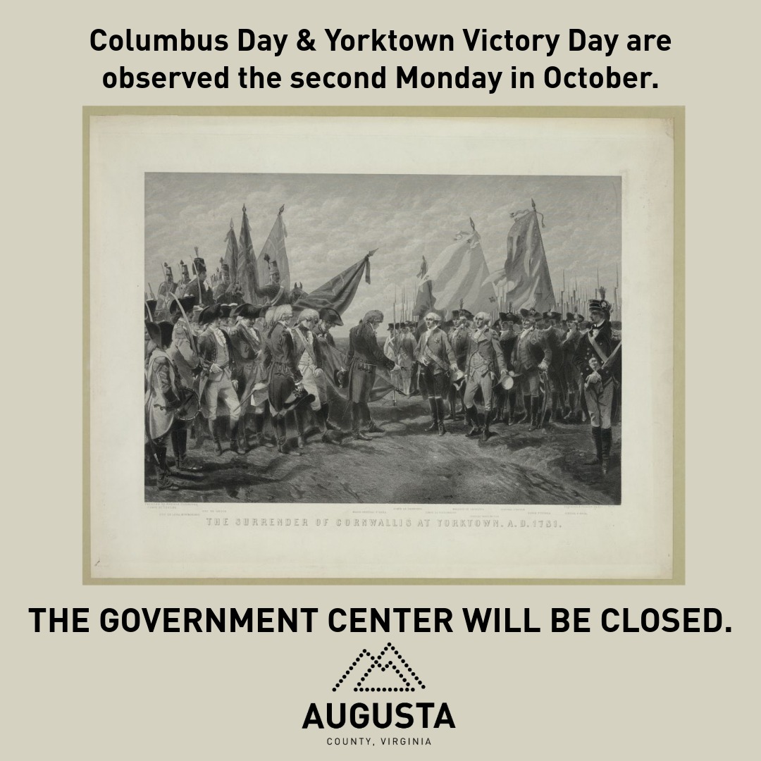 Reminder: the Government Center will be closed on Monday, October 13, for Columbus / Victory at Yorktown Day. Have a great weekend!
ayrs.io/Dg4Xmu